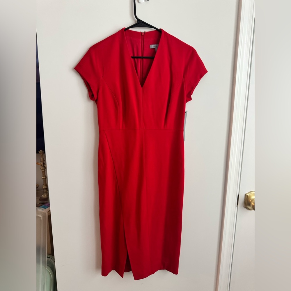 Classiques Entier Red V-Neck Midi Sheath Dress
